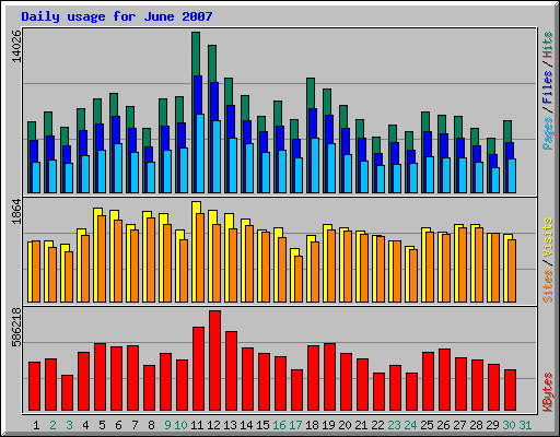 Daily usage for June 2007
