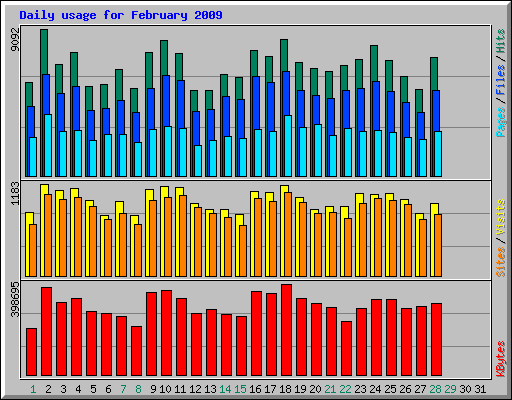 Daily usage for February 2009