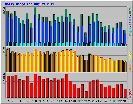 Daily usage for August 2011