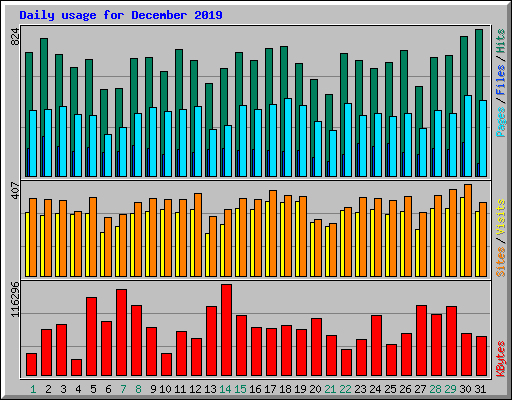 Daily usage for December 2019