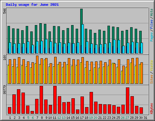 Daily usage for June 2021