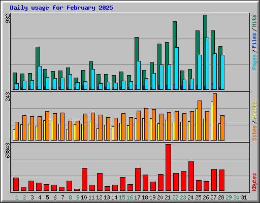 Daily usage for February 2025