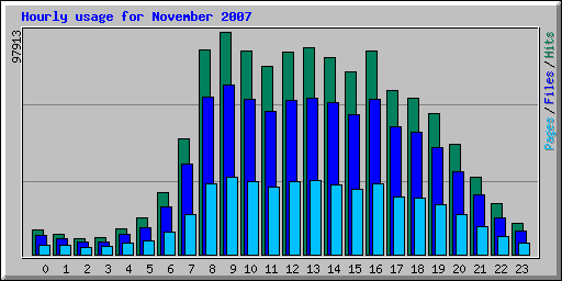 Hourly usage for November 2007