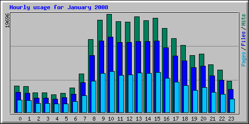 Hourly usage for January 2008