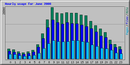 Hourly usage for June 2008