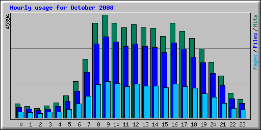 Hourly usage for October 2008