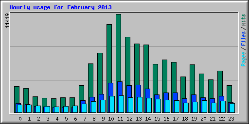 Hourly usage for February 2013